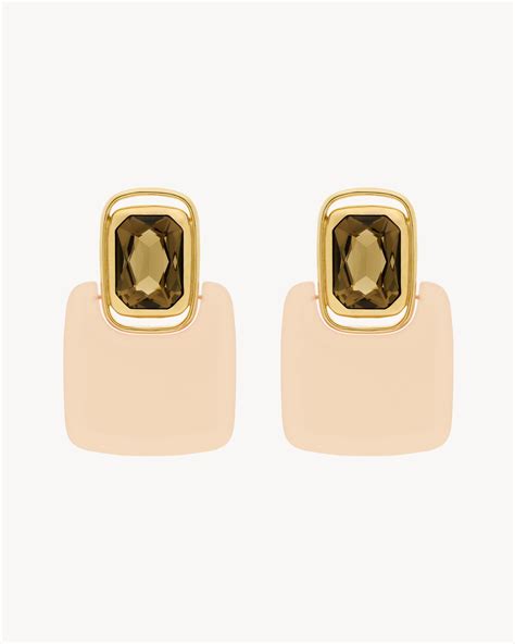 ysl ohringe|YSL cabochon square earrings.